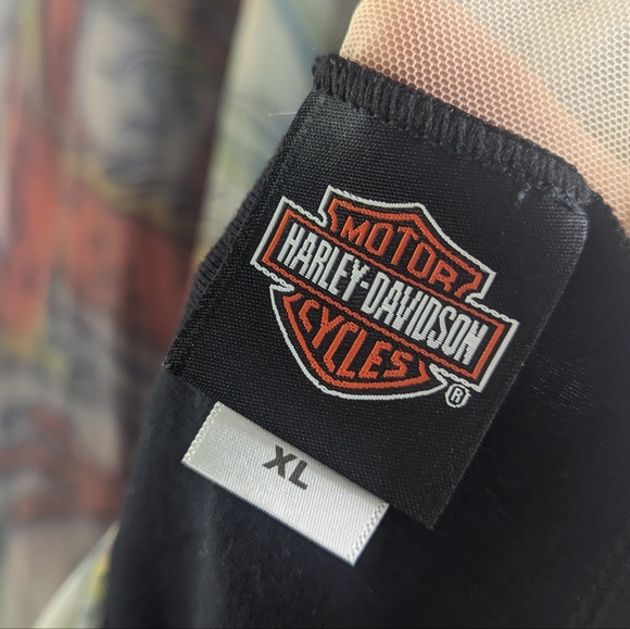 Harley Davidson Shirt Womens XL Black Tank Top Mesh North Platte Nebraska - Picture 3 of 11